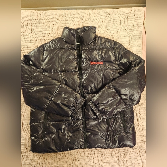 Spalding Shiny Black Puffer Jacket
